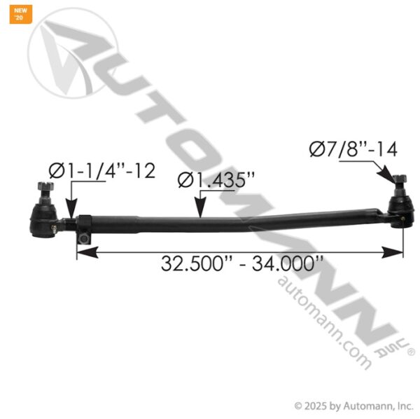 BRAZO VIAJERO PETERBILT 520 2018 34" L24VT9224A11
