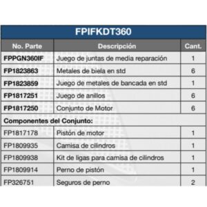 MEDIA REPARACION DT360 PISTON 1817178 1817253C96 FPIFKDT360
