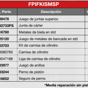 MEDIA REPARACION SIN PISTON L10E M11 ISM SIN EGR ISM140017